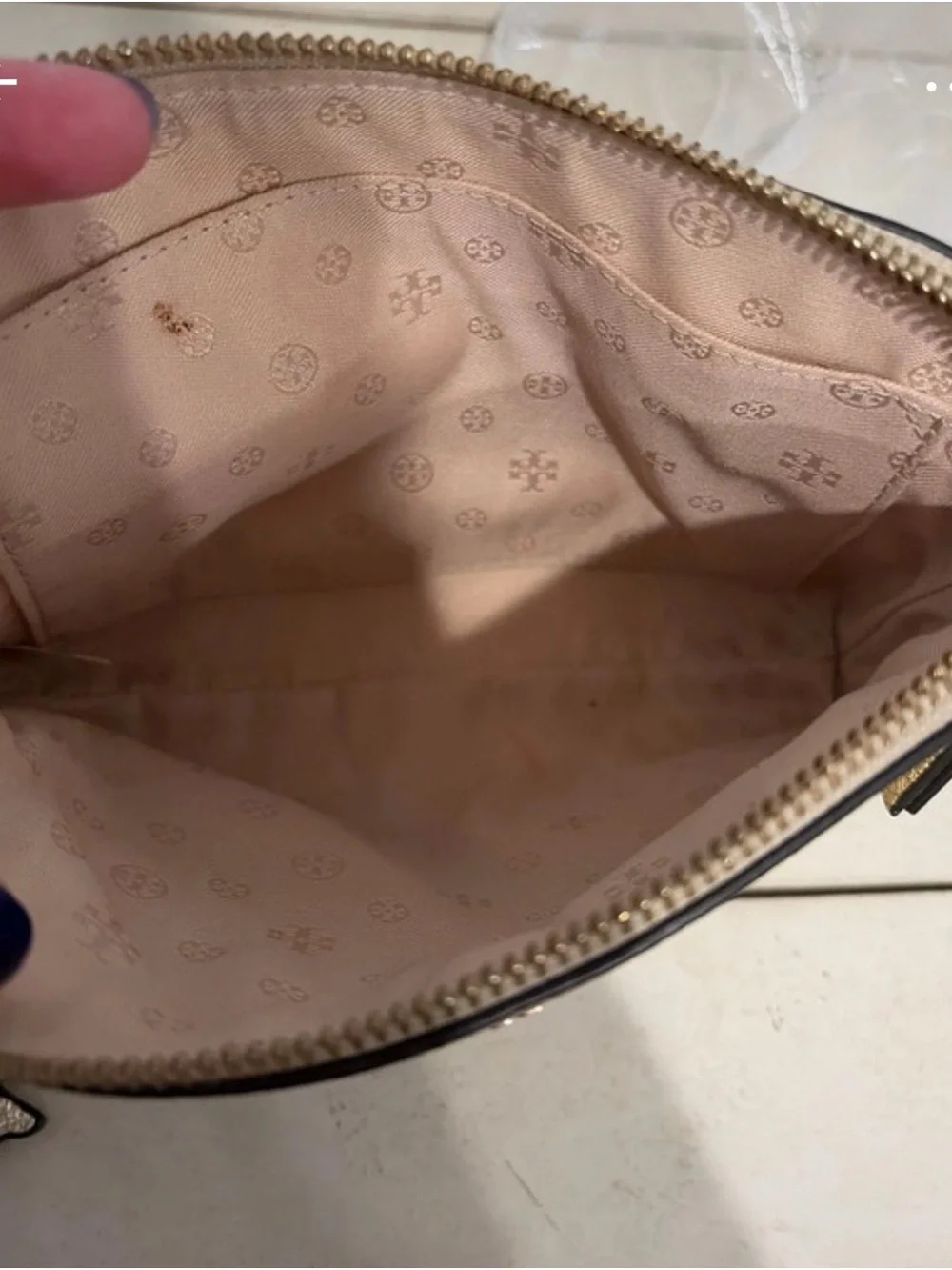 Tory Burch Metallic Gold Crossbody with Dove and Heart charms